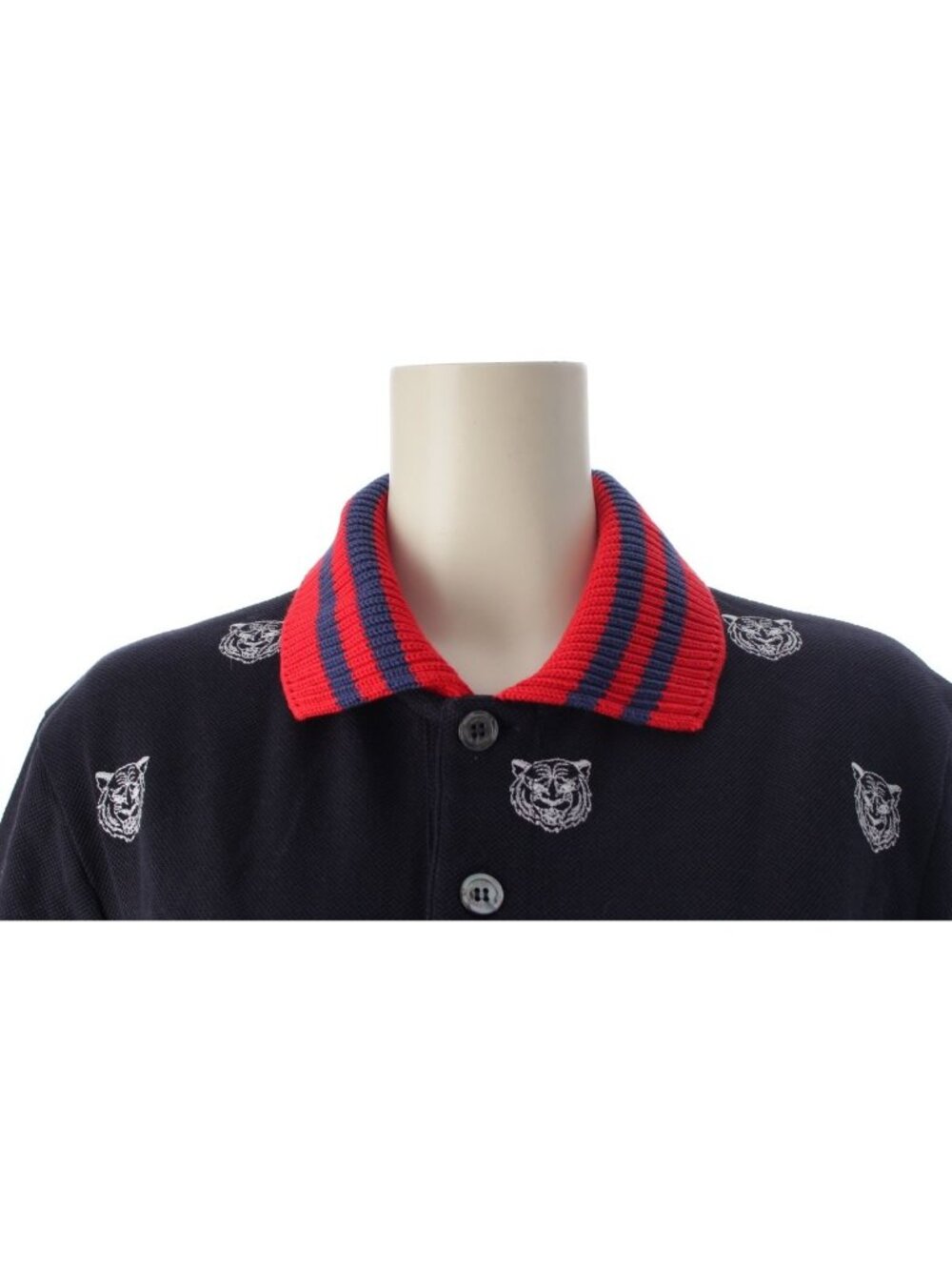 Gucci Cotton Tiger Pattern Short Sleeve Polo Shirt Navy - Picture 5 of 10